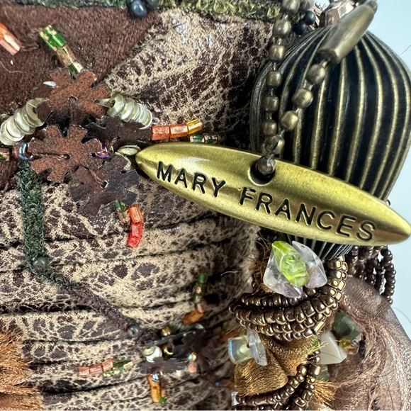 Mary Frances Beaded Handbag Brown Shoulder Bag Purse Bag Charm - Picture 2 of 12